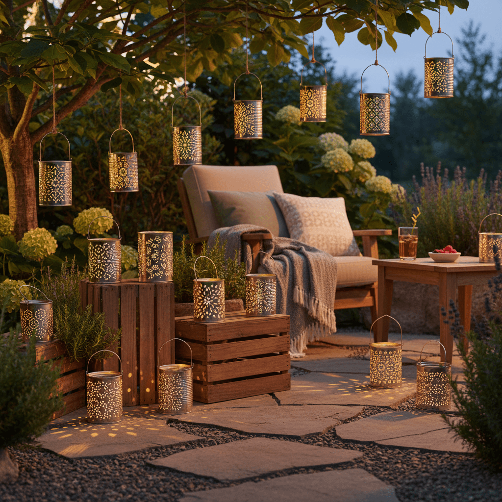 Kerti lámpások készítése újrahasznosított konzervdobozokból